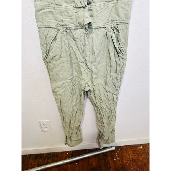 LAUREN RALPH LAUREN Green Linen Blend Notched Lapels Utility Jumpsuit size 8 - Picture 6 of 15